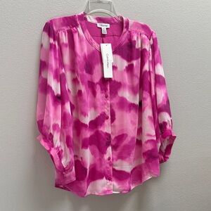 Calvin Klein Women's Pink Patterned Blouse